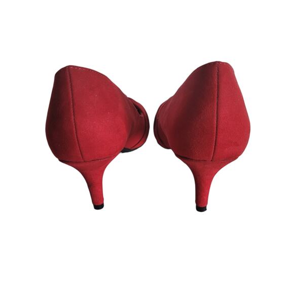 Christian Siriano for Payless Women's Bow Pointed Toe Suede Pump Heels Sz 6 Red - Picture 5 of 7